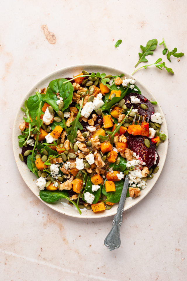 Roasted Beetroot and Pumpkin Salad (with feta) | One Carefree Cook