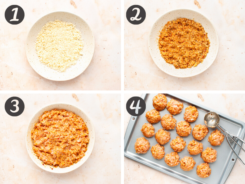 How to make chicken meatballs - process