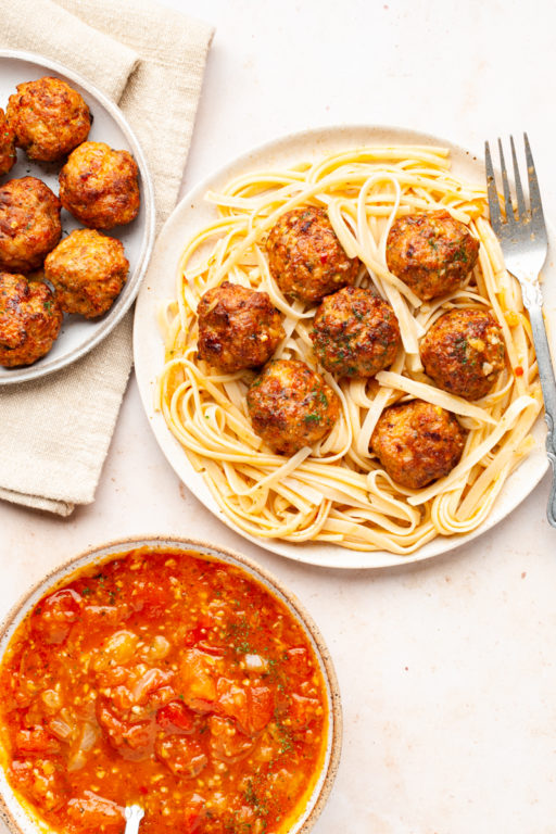 Air Fryer Chicken Meatballs (Italian Style) | One Carefree Cook