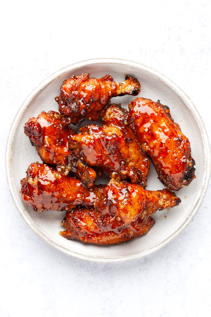 hot honey lemon pepper wings in a plate