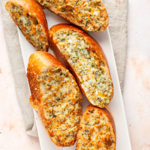 garlic bread on a platter