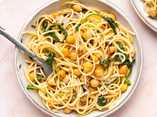Creamy Chickpea Pasta (with spinach and rosemary) | One Carefree Cook