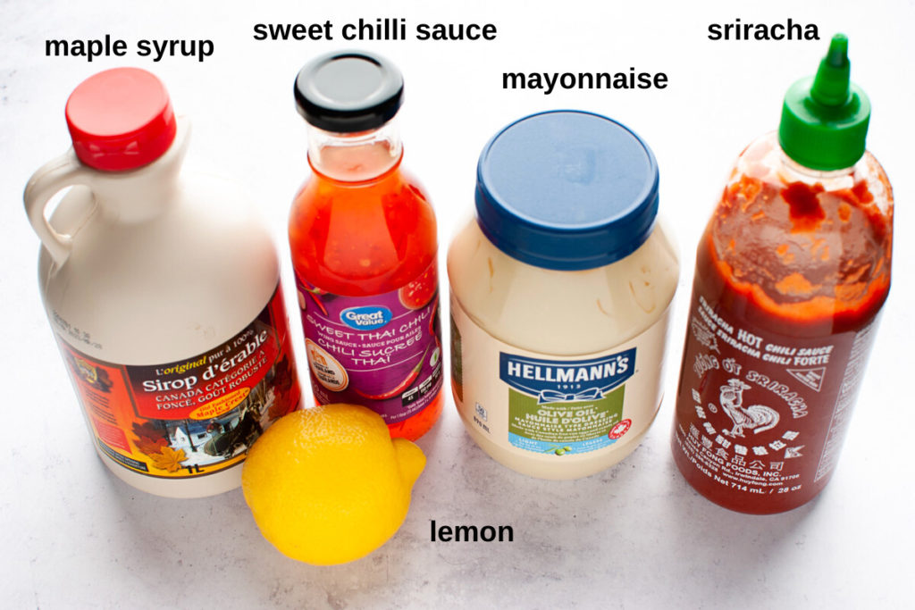 Bang bang sauce labelled ingredients.