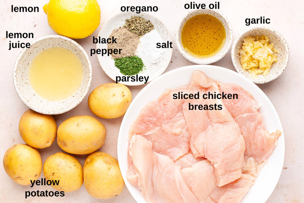 Lemon chicken labelled ingredients.