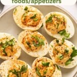 Mexican deviled eggs in a plate.